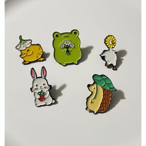 Cottagecore Animal Enamel Pins
